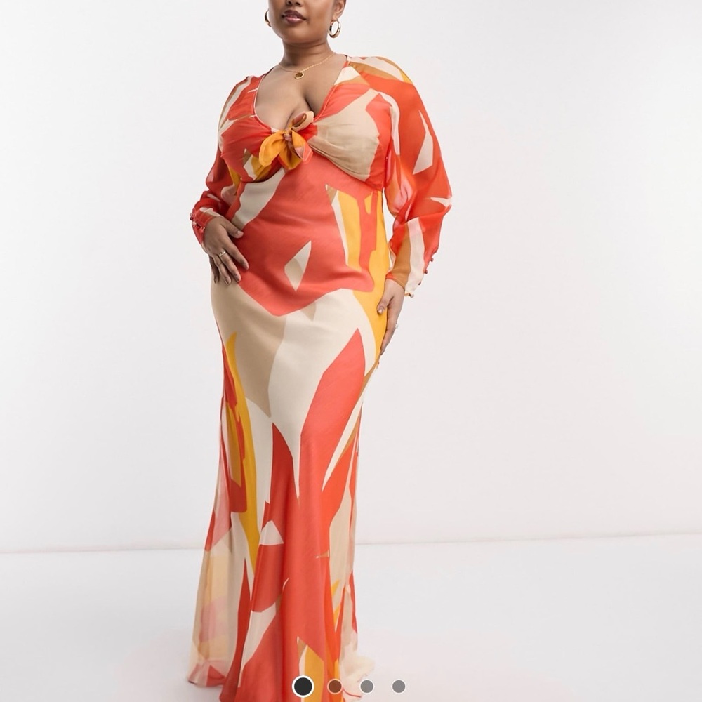 ASOS Curve Bold Orange and Yellow Maxi Dress